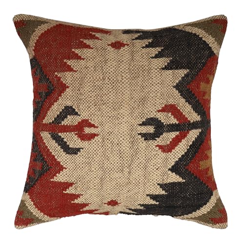 Rustic Indian Wool Jute Kilim Cushion Cover Bohemian Throw Pillow for Sofa Bed Chair Tribal Multicolor Handmade Living Room Decor - color: Multi 15