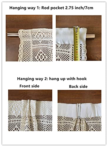 Rustic Crochet Curtains for Living Room Farmhouse Hollow Knitted Lace Curtain Panels for Bedroom Rod Pocket Boho Cotton Window Drapes for Doorway 1 Panel W39 X L71 Inch - size: 39"W x 71"L (Pack of 1)