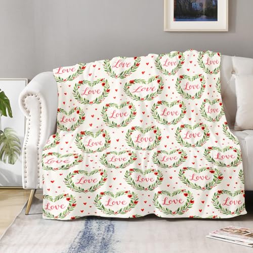Aimego Love Heart Flannel Blanket, Soft Cozy Home Decor Throw for Couch Sofa Bed Nap, Ideal Valentine/Anniversary/Birthday Gift for Women, 50"x60" - color: A-love Heart Blanket
