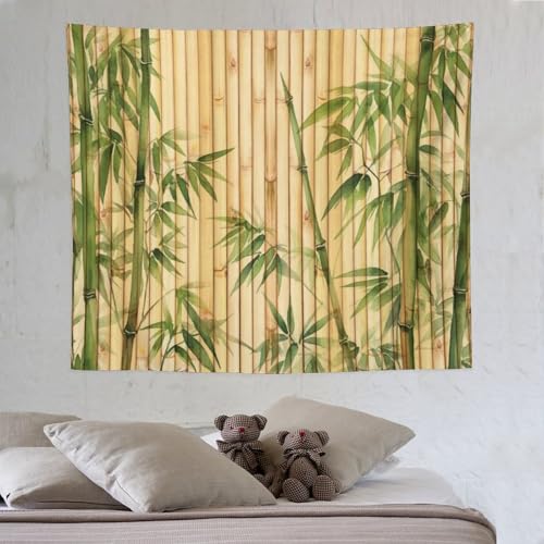 HZOHNAGO Bamboo Tapestry Chinese Style Green Leaves Printed Wall Tapestry Painting Wall Hanging for Bedroom Living Room Dorm 60" W x 50" H - color: Bamboo-6, size: 60"L x 50"W