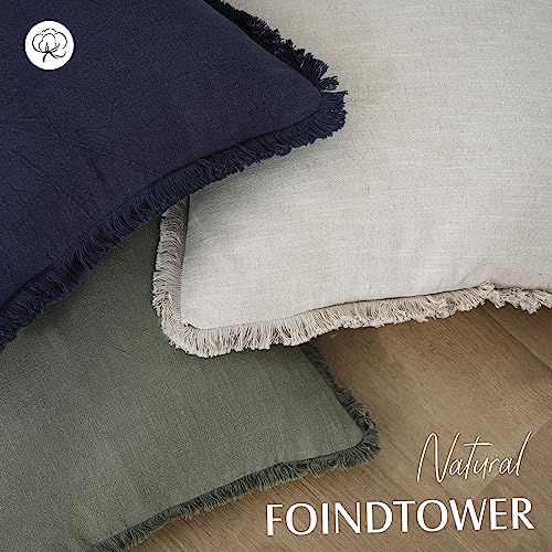 Foindtower Decorative Linen Fringe Throw Pillow Covers Cozy Boho Farmhouse Cushion Cover with Tassels Soft Accent Pillowcase for Chair Sofa Bed Living Room Home Decor, 16×16 Inch, 1PC, Natural Beige - color: Natural Beige, size: 16" x 16" (Pack of 1)