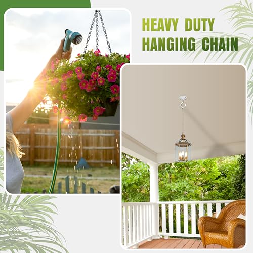 XDW-GIFTS 4-Pack 25.5 Inch Hanging Chain with Hooks for Hanging Bird Feeders, Birdbaths, Planters, Lanterns, Wind Chimes, Baskets, Billboards, Decorative Ornaments, Outdoor Indoor Use (Black)
