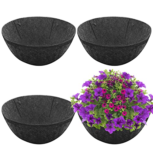 Riare 4 Pack 14 Inch Round Fabric Planter Basket Liner- Hanging Basket Liners Replacement Coco Fiber Liner Alternative for Hanging Basket Flowers (Prevent Birds from Nesting) - size: 14inch