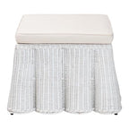Bali & pari Palm Bohemian White Scallop Rattan Ottoman - color: White