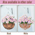 LaLaGreen Hanging Baskets for Plants (14 Inch, 6 Pack) Hanging Flower Pots with Coco Liner, Black Metal Wire Round Basket Plant Holder with Hanger Hook Chain, Outdoor Patio Deck Balcony Garden Decor - size: 14" x 6 Pack