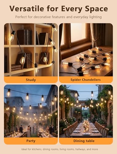 Replacement Bulbs for Outdoor String Lights, 25 Pack T13 LED 0.6W E12 Candelabra Base Bulbs, 2700K Warm White Shatterproof Plastic, Dimmable IP65 for S14 G40 C7 Patio Bistro Lights