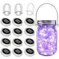 Mason Jar Solar Lights 30 LED Outdoor Solar Firefly Lights,Solar Fairy Lids Lights（No Jars）,Waterproof Lantern Mason String Solar Lights with Hangers for Regular Mouth Jars (12pack-Purple) - color: 12pack-Purple