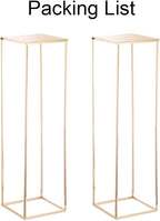 Gold Stand Wedding Centerpieces for Tables - 39.4in Tall Vases for Centerpieces, 2 Pcs Metal Column Flower Stand, Rectangular Flower Display Rack, Wedding Decorations for Tables, Party, Events, Home