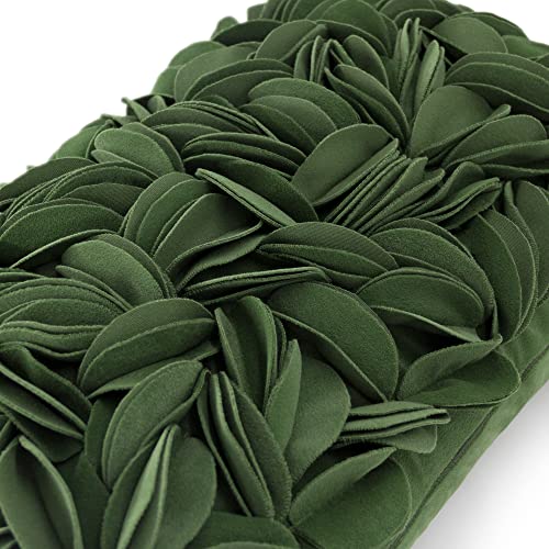 KINGROSE 3D Flower Throw Pillow Cover Solid Decorative Accent Pillow Case Soft Cushion Cover for Sofa Couch Chair Bed 12 x 20 Inches Grass Green - color: Grass Green - Persian Velvet