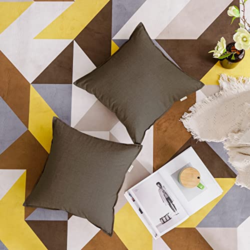 Jeanerlor 18"x18" Solid Cotton Linen Decoration Throw Pillow Case with Zipper Euro Sham Cushion Case Cool Pillow Cover Delicate Decorative Pillowcase for Chair/Bed/Couch,2 Packs, Khaki - color: Khaki, size: 18" x 18" (Pack of 2)