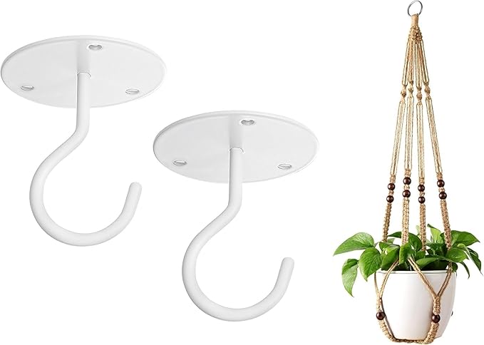 Mkono Macrame Plant Hangers Indoor Jute Hanging Planter Basket and Ceiling Hooks, Wood Beads Decorative Flower Pot Holder for Indoor Outdoor Boho Home Decor,Brown
