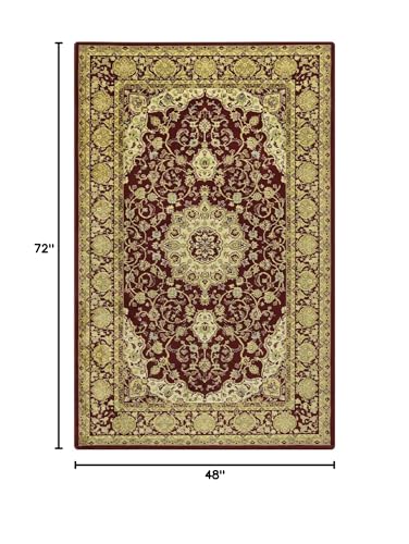Memoryfield Vintage Rug 4x6 Traditional Floral Rug Oriental Rug Retro Medallion Area Rug for Living Room Non Slip Low Pile Bedroom Rug Aesthetic Rug Farmhouse Carpet for Dining Room Home Office Red - color: Red, size: 4' x 6' (Rectangular)