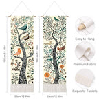 seewan 2 Pack Long Vertical Wall Tapestry, Boho Nature Landscape & Floral Aesthetic Wall Hanging for Bedroom Living Room Home Decor, Long Narrow Art Tapestry with Sunrise Mountain Botanical Designs, 13" × 51" (Art Nouveau Tree, 13"Wx51"H, Unframed) - colo