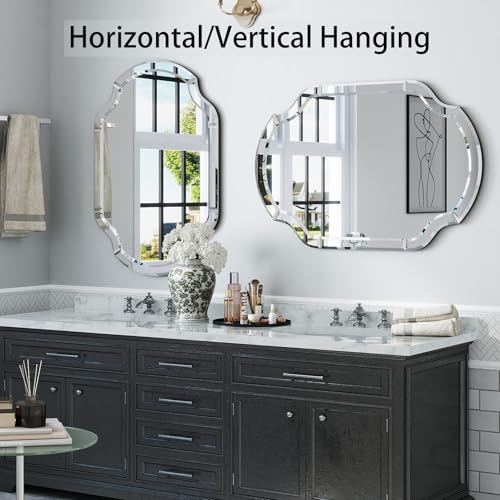 Decorative Mirrors for Wall Decor, 24" x 36" Large Beveled Wall Mirror for Living Rroom Dining Room Bathroom Bedroom Entryway, Vanity Mirror Hang Horizontally or Vertically - size: 36"L x 24"W