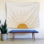 OGILRE Boho Gold Sun Sunrise Sunshine Abstract Home Girls Bedroom Decorations Wall Art Hanging Tapestry, Bohemia Sunset Tapestries, 50x60 Inch - color: SUN 2