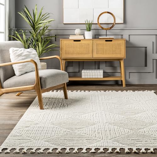 Nuloom Kerry Cream, 2'6" x 6', Geometric, Soft and Cozy, High Traffic, Stain Resistant, Easy Clean, Durable Runner for Bedroom, Living Room, Dining Space, Den, Foyer, Entryway - color: Kerry Cream, size: 2'6" x 6' (Rectangular)