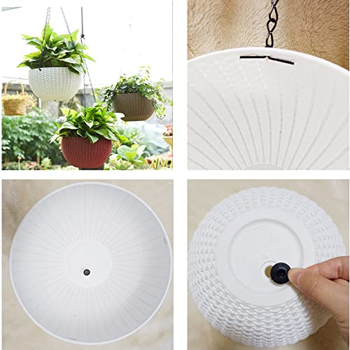 Hanging Basket Plastic Flower Pot Round Resin Garden Hanging Planter for Indoor Outdoor Plants 2 Pack White - color: 8 Inch White
