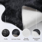 Black Faux Cowhide Rug: Cow Hide Cow Print Rug for Living Room Bedroom 5.2x7 Feet - Animal Print Skin Rustic Western - color: Black, size: 5'2" x 7' (Rectangular)