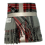 CHEF L HOME & KITCHEN Lightwight Throw Gray/RED Plaid with Tassels/Fringe- 60" x 50" - color: Gray