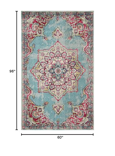 Rugs.com Fleur Collection Rug – 5' x 8' Light Blue Medium-Pile Rug Perfect for Bedrooms, Dining Rooms, Living Rooms - color: Light Blue 11, size: 5' x 8' (Rectangular)