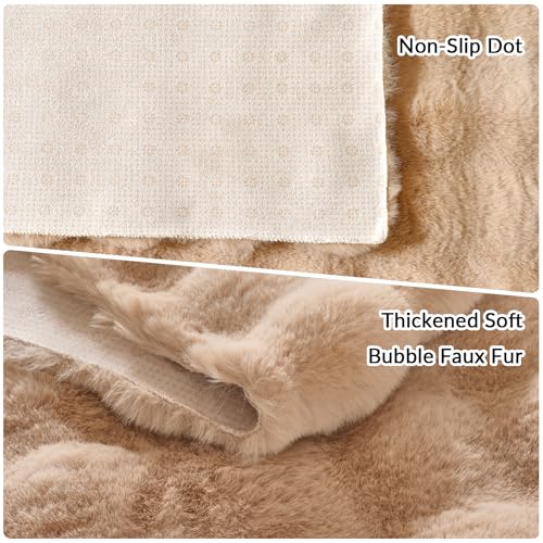 Lotus Karen Washable Area Rug, 3D Bubble Rug for Living Room, Bedroom, Faux Fur Carpet for Home Decor,2' W × 3' L, Khaki - color: Khaki, size: 2' x 3' (Rectangular)