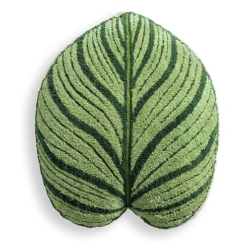 Green Philosophy Co. Tufted Calathea Orbifolia Leaf Pillow - Green Leaf Throw Pillow for Couch or Bed, Soft Botanical Themed Decorative Pillow, Cute Plant Pillow for Home Decor - color: Light Green