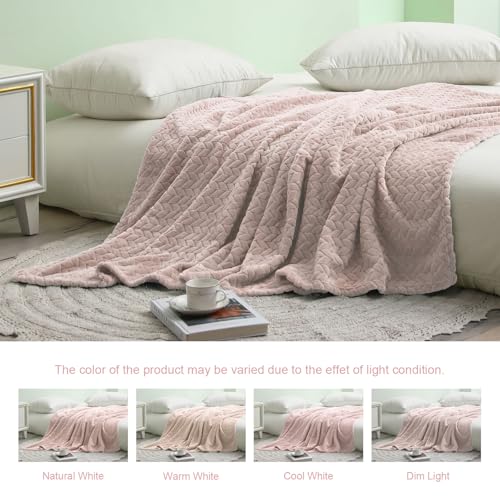 Exclusivo Mezcla Fleece Twin Size Blanket for Bed, 90x66 Inches Soft Cozy Jacquard Flannel Blankets, Lightweight Fuzzy Plush for Women, Camel - color: Camel, size: Twin ( 90x66 IN )