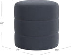 Spatial Order Upholstered Round Ottoman (No Lid, Seat Only) | Spatial Order Home Décor | Foot Rest Pouf – Steel Blue Velvet