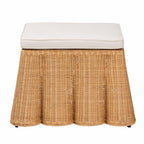 Bali & pari Palm Bohemian Honey Scallop Rattan Ottoman - color: Honey