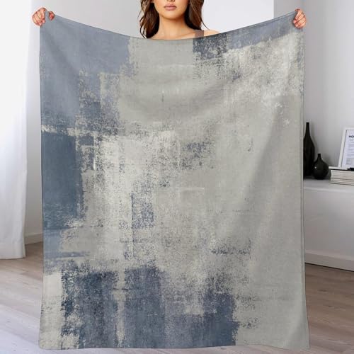Abstract Gradient Blanket, Modern Fashion Art Blue Grey Painting Strokes Pattern Soft Warm Cozy Plush Flannel Covers for Livingroom Bedroom Couch Chair Camping Travel Home Decor Tapestry 30x40in - color: Abstract-21, size: 30W" x 40L"
