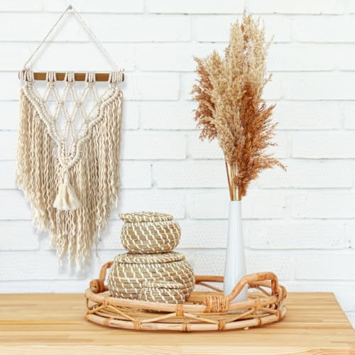 Majarlikha COLLECTIONS Macrame Wall Hanging Decor - Boho Style Minimalist Wall Ornament Home Decorative Flat Tapestry Classic Design Bohemian Decor, Mesh Pattern, Beige, 1pc - color: Beige