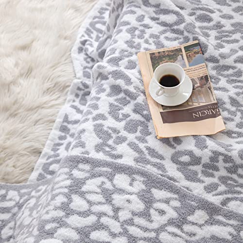 MH MYLUNE HOME Ultra Soft Leopard Throw Blanket (50x60 inches) Microfiber Blanket Plush Warm Reversible Cheetah Blanket Snow Leopard Pattern Throw for Couch Bed Sofa - White Gray, 50"x60" - color: Leopard Gray, size: 50"x60" - 550 GSM