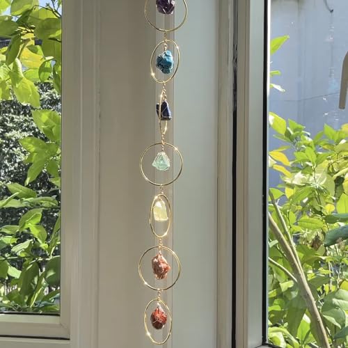 Healing Crystal Energy Wind Chime, Crystals Decor, Meditation Home Decoration, Gem Wall Decoration, Birthday Gift, Colorful Sunshine Catcher