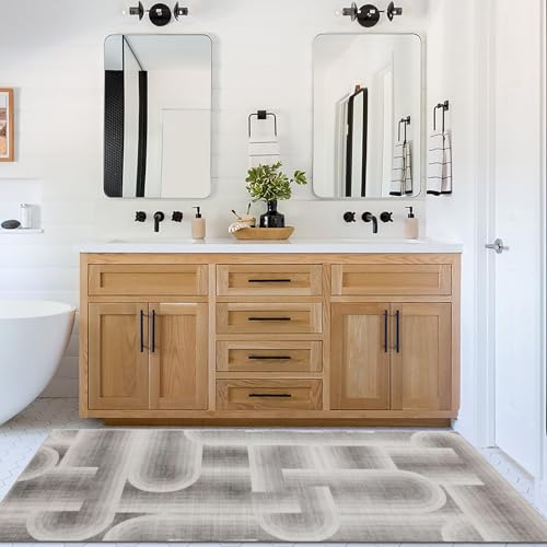 ReaLife Rugs Machine Washable Area Rug Runner - Living Room Bedroom Bathroom Kitchen Entryway Office - Non-Slip Baking Low Pile Stain Resistant Premium - Modern Geometric - Lyra - Beige 2'6" x 6' - color: Lyra - Beige, size: 2'6" x 6' (Rectangular)