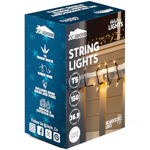 Joiedomi Clear Christmas String Lights Indoor,150 Count Mini White Fairy Light,31.2FT Lighting Decor for Patio Dorm Classroom Bedroom Holiday Wedding Party Garland Birthday Festival,Green Wire - size: 150 Lights