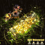 QITONG Warm White Solar Fairy Lights, 2 Pack Each 66ft 200 LED String Lights Outdoor, Silver Wire Solar Christmas Mini Lights - color: Warm White
