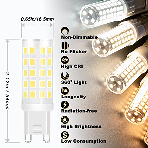 ALIDE G9 5W Led Bulbs 4000K Natural White,50W 60W Halogen Equivalent,AC120V T4 G9 Bi-pin Neutral White Led Bulbs for Chandelier Home Lighting,550LM,10Pack, Non-dimmable - color: 5w 4000k Natural