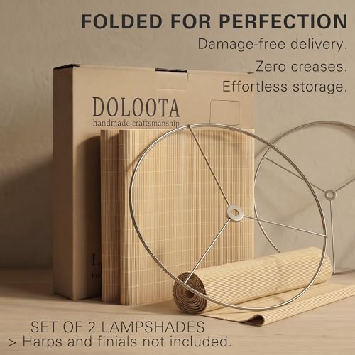 Bamboo Lamp Shades Set of 2, Handwoven Medium Drum Lampshades for Table Lamps 13x13x10 Inch, Organic Japandi Wabi Sabi Boho Decor, Standard Spider Fitter (Harps Not Included), Natural - color: Drum - 2 Packs