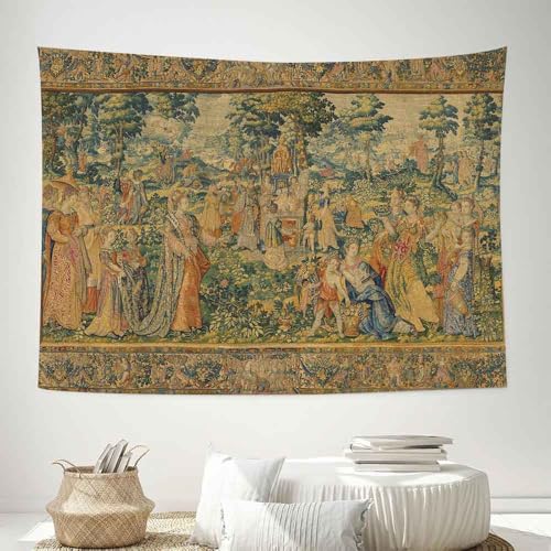 LATETOMT Medieval Art Wall Tapestry Renaissance Tapestry Boho Tapestries Wall Hanging Canvas Tapestries Wall Art for Bedroom Living Room Dorm Decor Tablecloth LTMTAYW473 - color: Brown-2, size: Customize