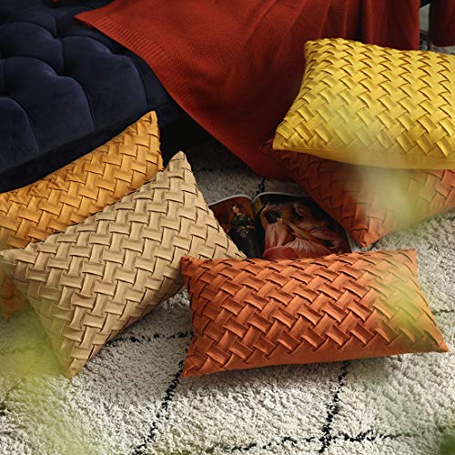 vctops Boho Basket Weave Pattern Decorative Throw Pillow Cover Super Soft Suede Solid Lumbar Accent Cushion Case for Couch Sofa Car (Ginger,12"x20") - color: Ginger, size: 20" x 12" (Pack of 1)