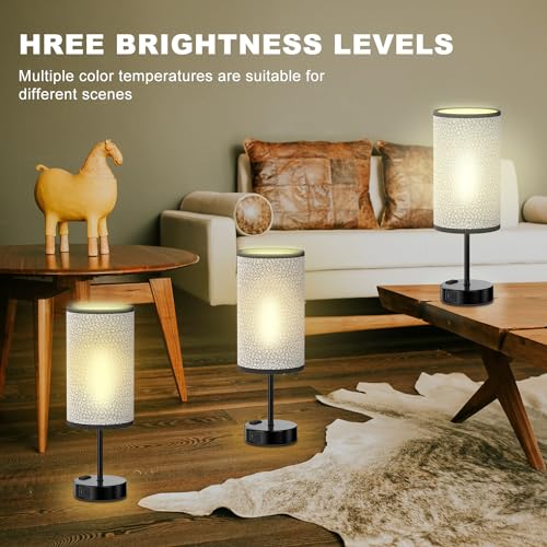 YIDPU Table Lamp for Bedroom with Touch Control,Bedside Lamp with USB C+A Charging Ports& AC Outlets, Adjustable 3color LED Light for Home Decor/Nightstand/Bedroom/Office,Included Bulb - color: Black, size: 1PCS