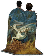 Pure Country Weavers Hobsyllwin in The Chakana Temple Dragon Blanket by Ciruelo - Gift Fantasy Tapestry Throw Woven from Cotton - Made in the USA (72x54) - color: Hobsyllwin Chakana Temple