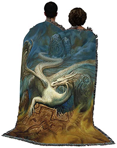 Pure Country Weavers Hobsyllwin in The Chakana Temple Dragon Blanket by Ciruelo - Gift Fantasy Tapestry Throw Woven from Cotton - Made in the USA (72x54) - color: Hobsyllwin Chakana Temple