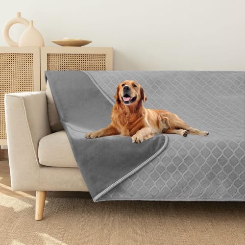 fuguitex Waterproof Dog Blanket Bed Cover Dog Crystal Velvet Moroccan Fuzzy Cozy Plush Pet Blanket Throw Blanket for Couch Sofa(82 * 82 inch, Light Grey+Grey) - color: Light Grey+grey, size: 82x82 Inch (Pack of 1)