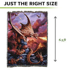 Pure Country Weavers Fire Dragon XL Woven Blanket by Anne Stokes - Fantasy Gift Cotton Tapestry Throw - Made in The USA - 82" x 62" - color: Fire, size: 82" x 62"