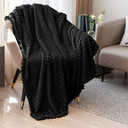 DISSA Fleece Blanket Throw Size – 51x63, Black – Soft, Plush, Fluffy, Fuzzy, Warm, Cozy – Perfect Throw for Couch, Bed, Sofa - with Pompom Fringe - Flannel Blanket Throw Blanket - color: Black, size: 51x63"