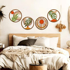 Zzbakress 4 Pcs Boho Wall Decor Rustic Wooden Hollow Bobo Wall Art Bohemian Bedroom Decor 10 inch Farmhouse Wall Hanging Decor Boho Minimalist Wall Art for Bedroom Living Room (Rustic, 4)