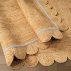 GRUHUM Scalloped Jute Area Rugs 5'x8' ft Natural Fiber Handwoven Boho Reversible Farmhouse Soft Braided Rug Indoor Ecofriendly Livingroom Bedroom Kitchen Hallways Enterways Rectangular Rug - color: Natural-55, size: 5' x 8' (Rectangular)