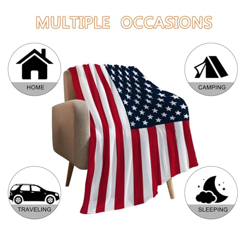 YeeJu American Flag Large Throw Blanket Patriotic 4th of July Memorial Day Fourth of July Throw Blanket for Couch Bed Soft Fleece Blankets Stars and Stripes Red White Blue Veteran Blanket 50x70 - color: Flag-01, size: 50"x70"