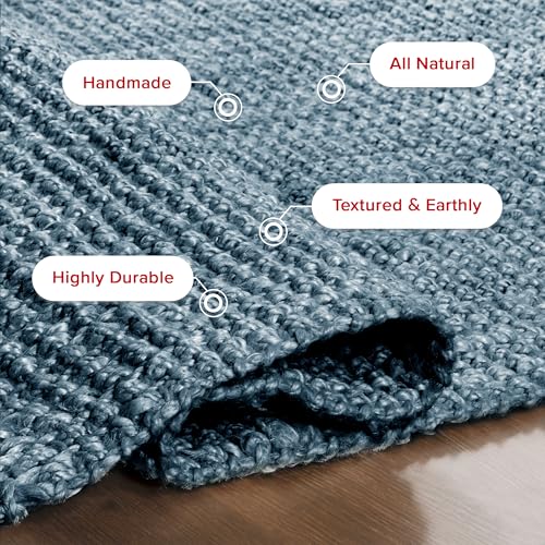 Nuloom Daniela Blue, 6' x 9', Handmade, Jute, Tassel, Soft and Textured, High Traffic, Stain Resistant, Easy Clean, Durable Area Rug for Bedroom, Living Room, Dining Space, Foyer, Entryway - color: Blue, size: 6' x 9' (Rectangular)
